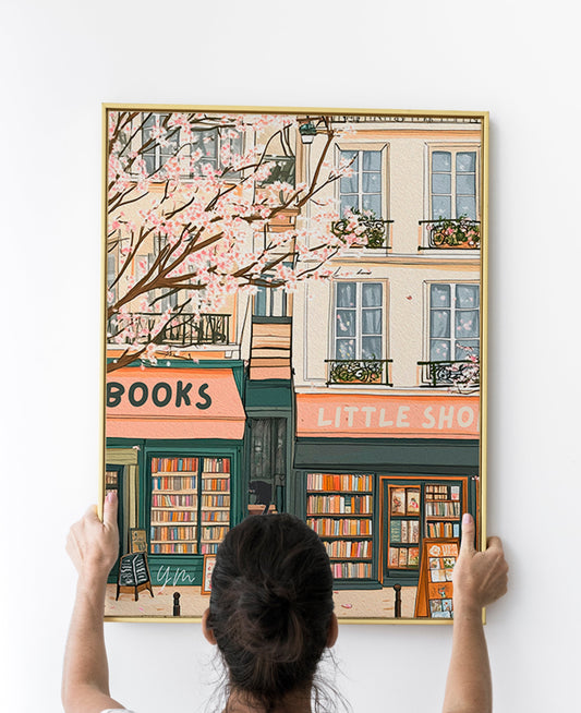 Bookstore Poster Cozy Bookstore Illustration A Quiet Moment Among Books Cat Bathing in Front of a Bookstore