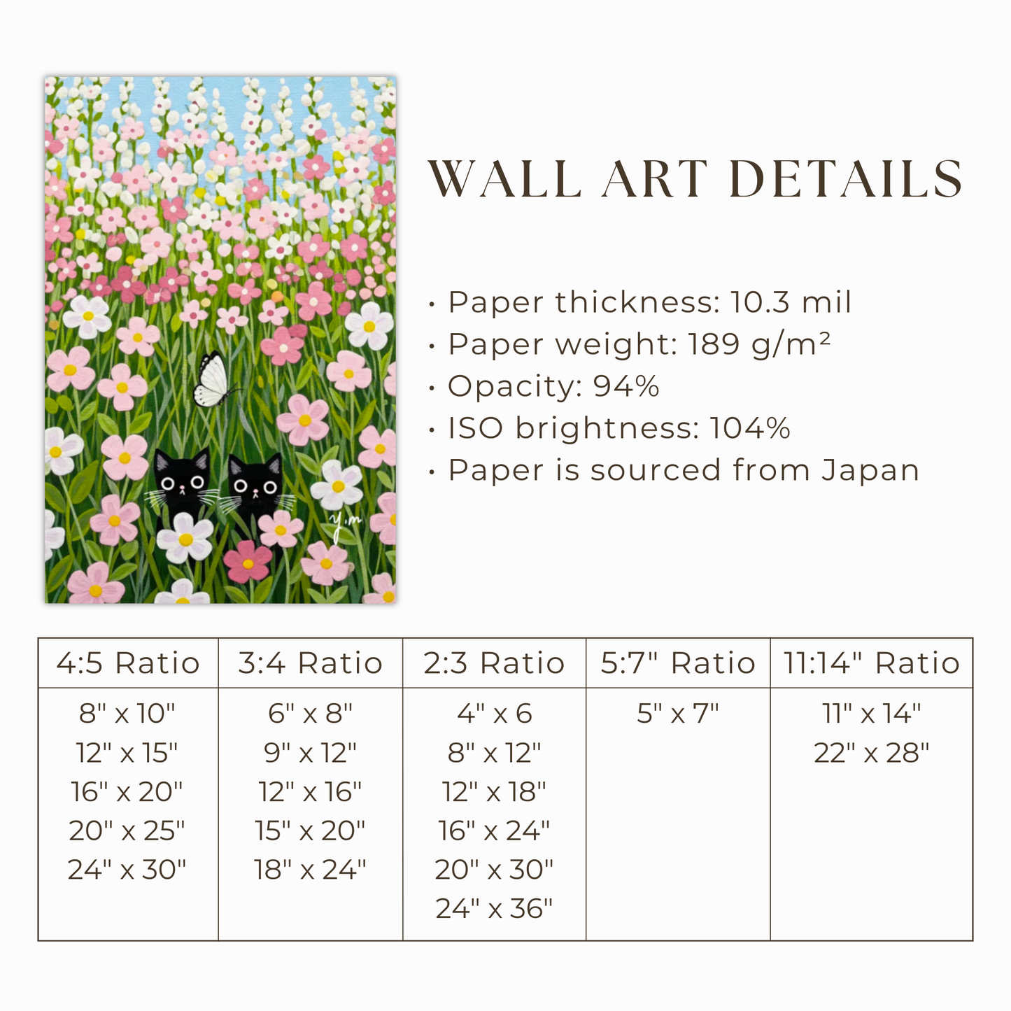 Whimsical Black Cats Hiding in Pink Flower Field with Butterfly Cute Pastel Cat Art Print for Nursery or Home Decor by YunaMoona